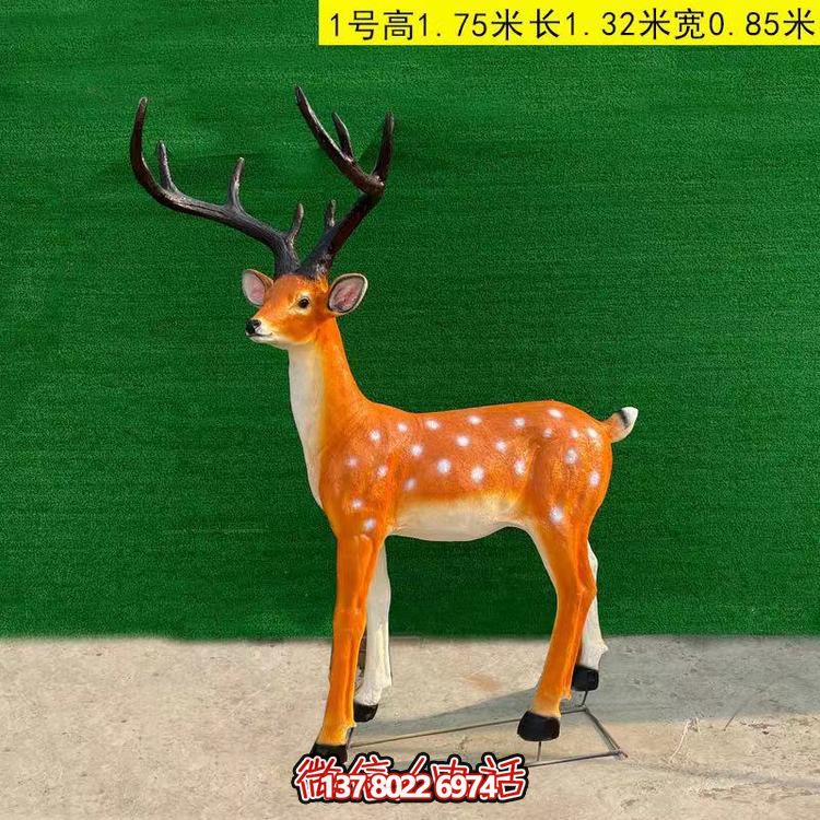 玻璃鋼仿銅梅花鹿雕塑，點綴園林景觀