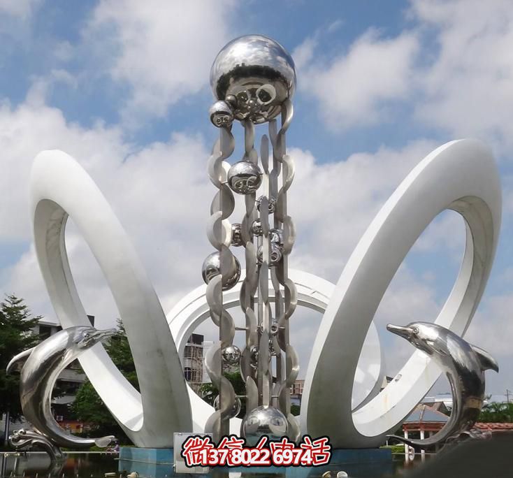 海豚個性不銹鋼雕塑，大型廣場裝飾裝置
