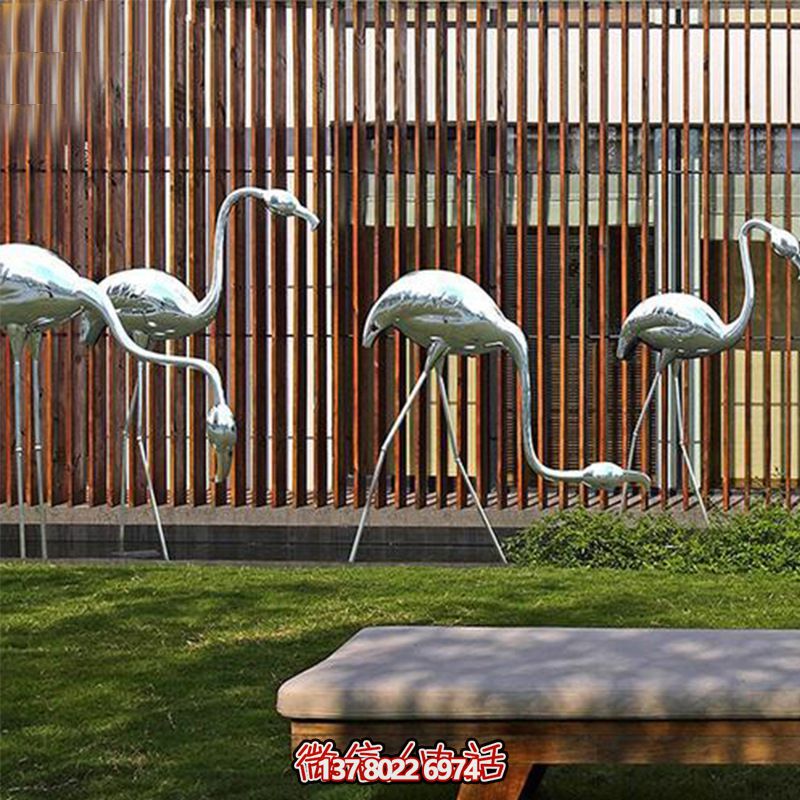公園休閑裝飾，精美不銹鋼雕塑火烈鳥