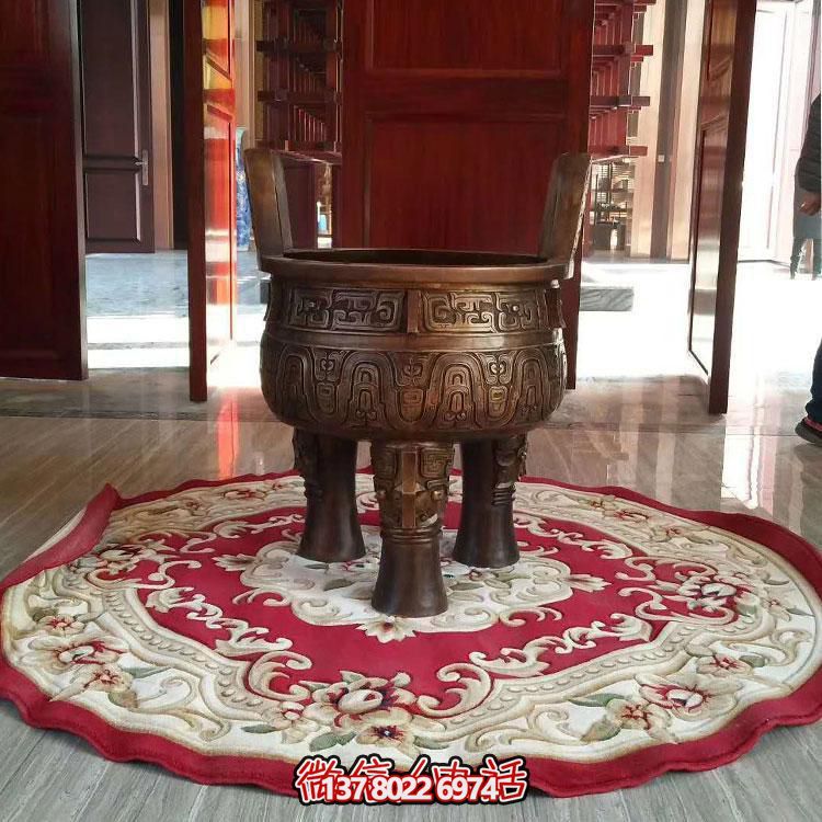 純銅鼎仿古香爐擺件，圓潤家居裝飾