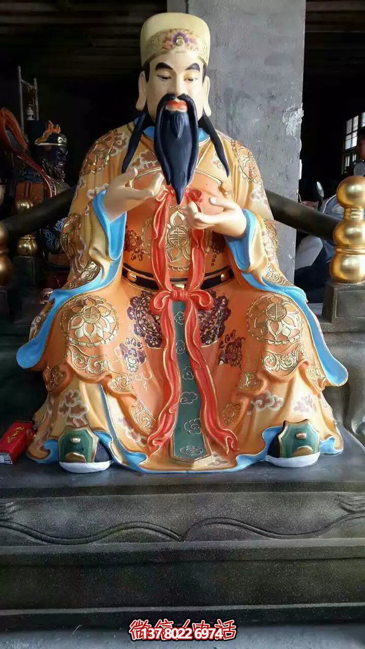 精美供奉財神雕塑，玻璃鋼彩繪絢麗奪目