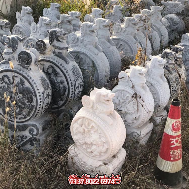 仿古青石獅子抱鼓石擺件，鎮宅庭院門口裝飾