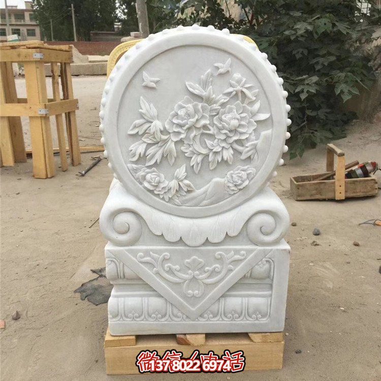 經典石雕藝術，漢白玉石雕大理石門口門墩鎮宅鼓抱雕塑戶外裝飾