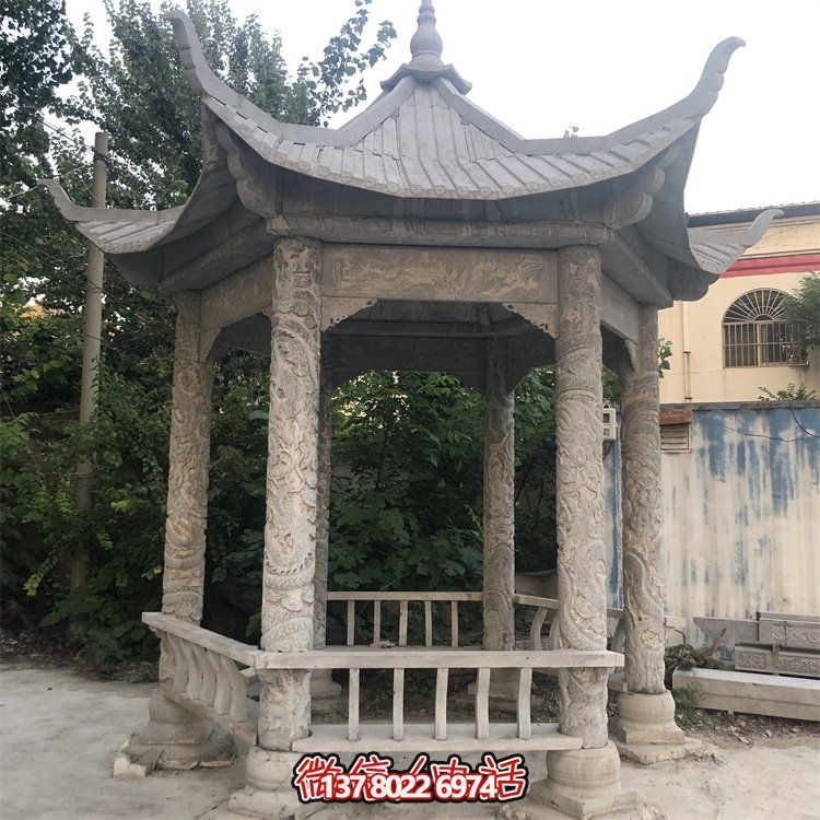 中式仿古建筑青石石亭，為您的園林戶外擺放帶來古典美