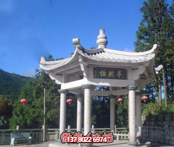 怡然仿古戶外建筑漢白玉擺放，增添農場景觀魅力