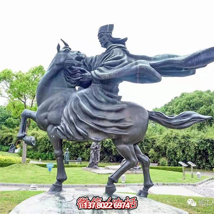 古典仿銅騎馬雕塑，玻璃鋼創意廣場裝飾