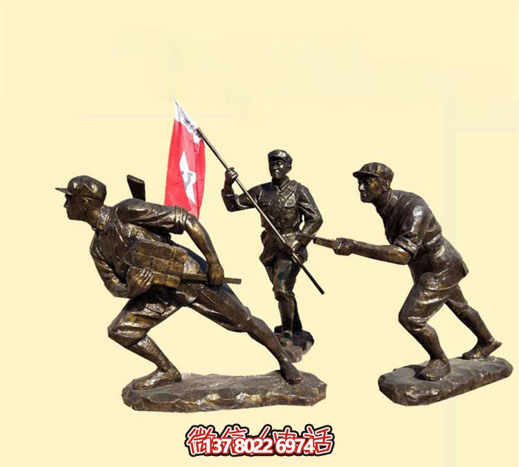 玻璃鋼八路軍雕塑，創(chuàng)意奔跑廣場(chǎng)裝飾