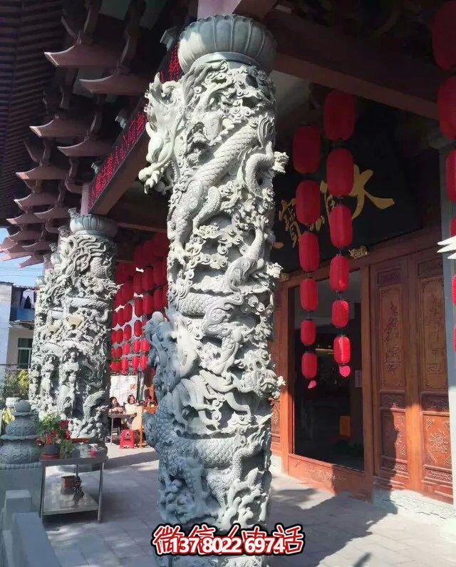 景區古建筑門口華表龍雕塑擺件 景區古建筑門口華表龍雕塑擺件