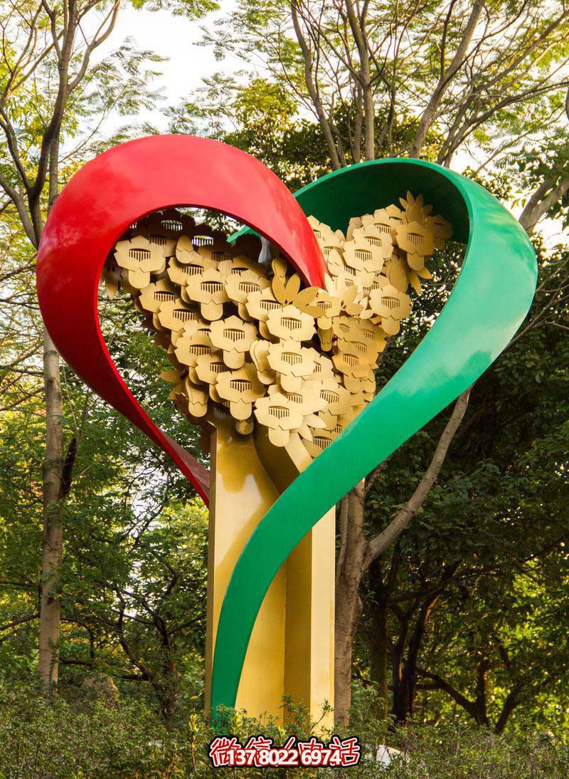 學校公園景區不銹鋼心形抽象樹雕塑 學校公園景區不銹鋼心形抽象樹雕塑